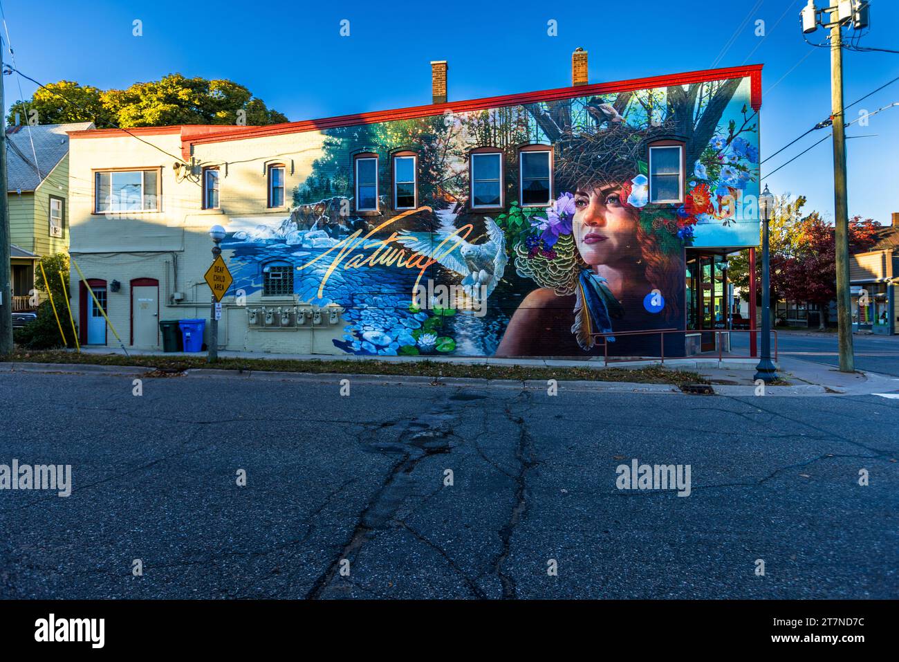 Espace publicitaire naturel dans une zone désignée comme zone pour enfants sourds. Marquette, États-Unis Banque D'Images