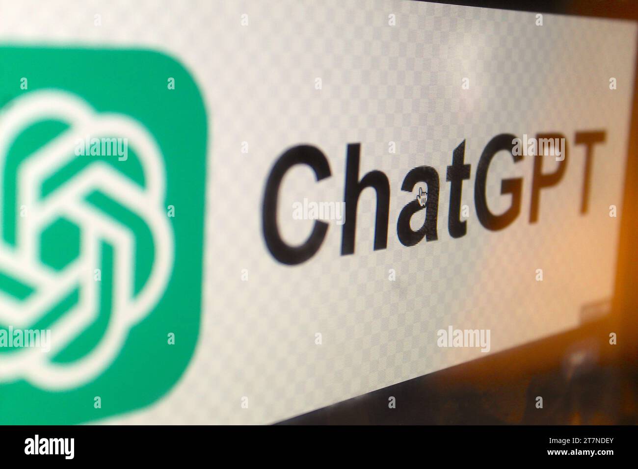 Une photo du logo ChatGPT vert, Artificial Intelligence Technology. Banque D'Images