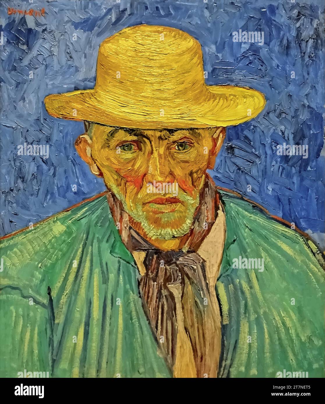 'Portrait d'un paysan (patience escalier), 1888 (huile à bord) par l'artiste Gogh, Vincent van (1853-90) / Néerlandais' Illustration de Vecteur