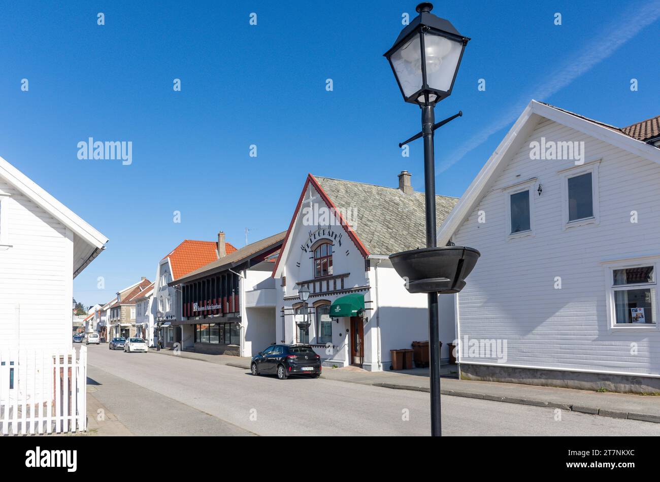 Scène de rue, Kaigata, Skudeneshavn, Île de Karmøy, Comté de Rogaland, Norvège Banque D'Images