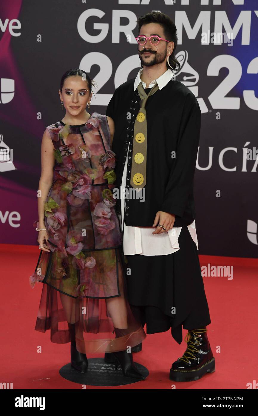 Séville, Espagne. 16 novembre 2023. Camilo et Eva Luna au photocall pour les Grammy Latinos Awards 2023 à Séville le jeudi 16 novembre 2023. Crédit : CORDON PRESS/Alamy Live News Banque D'Images