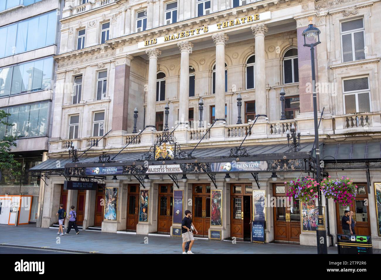 HIS Majesty's Theatre in Haymarket Street London West End montrant Phantom of the Opera, Londres, Angleterre, Royaume-Uni, 2023 Banque D'Images