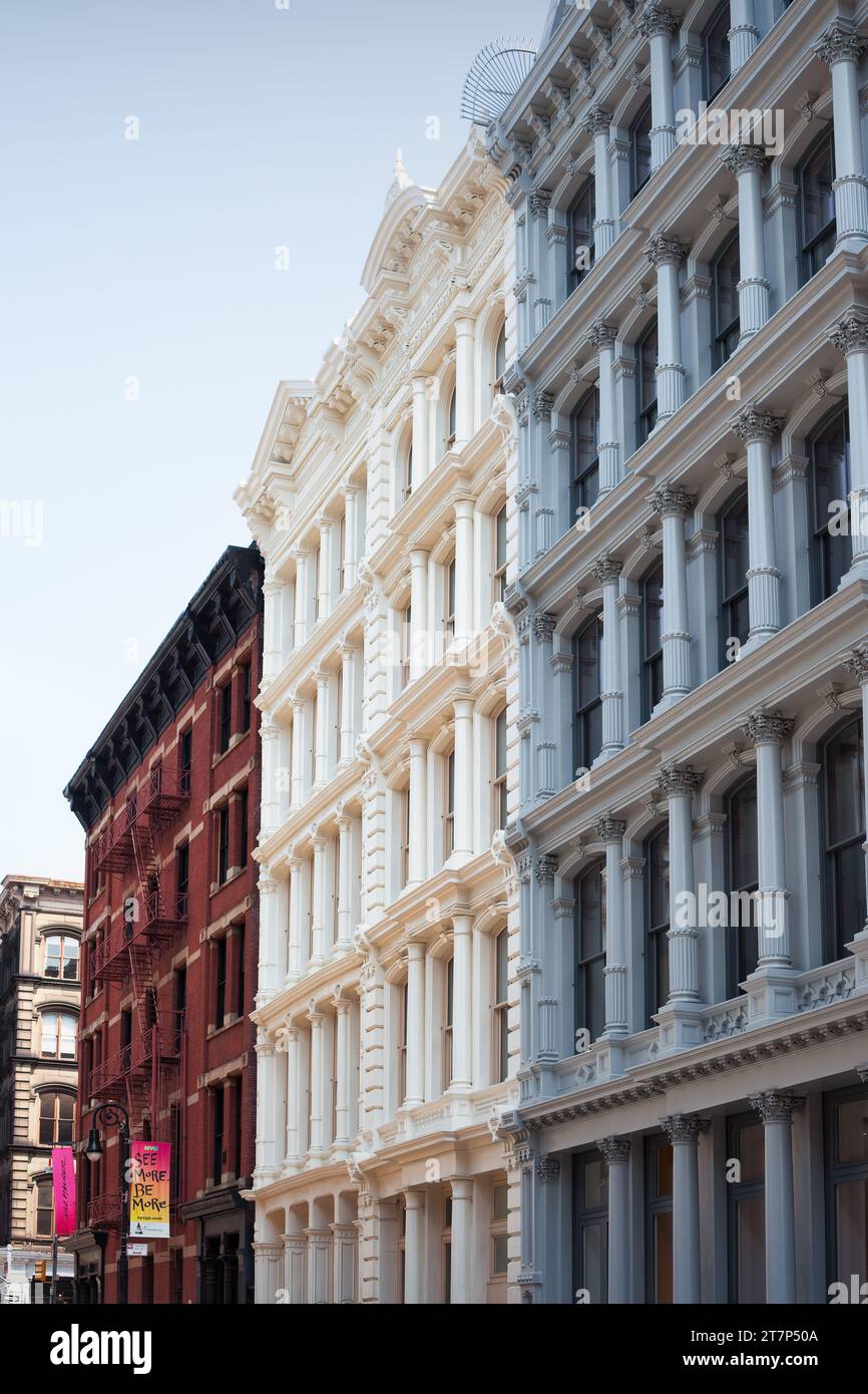 Façades en fonte ornées dans le quartier SoHo de Manhattan, New York, États-Unis Banque D'Images