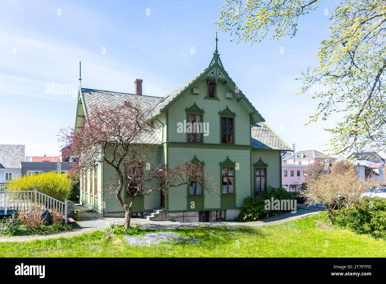 Maison traditionnelle en bois, Skåregata, Haugesund, Comté de Rogaland, Norvège Banque D'Images