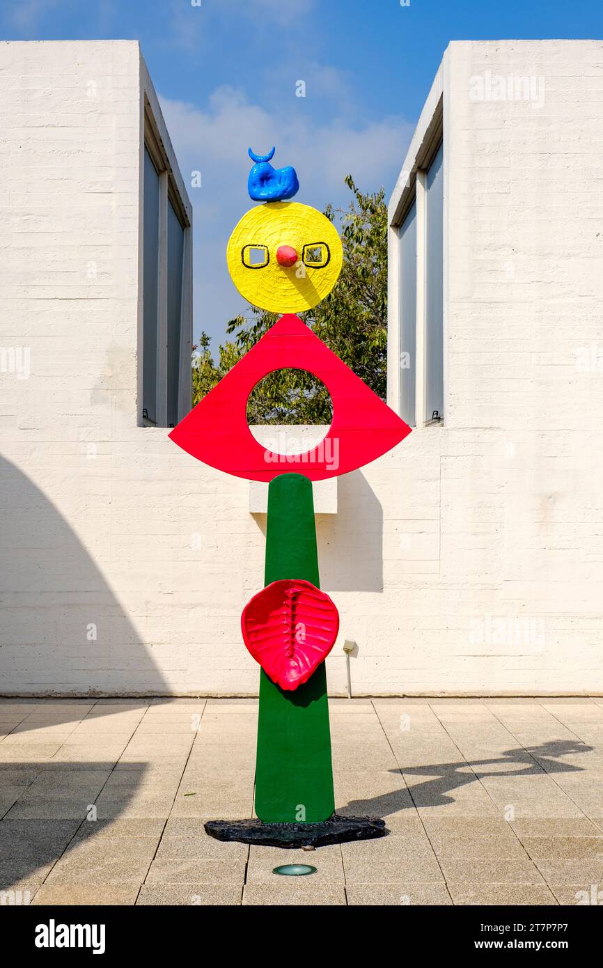 Joan Miró sculpture la caresse d'un oiseau, Fundació Joan Miró, Fondation Joan Miro, Montjuïc, Barcelone, Catalogne, Espagne Banque D'Images