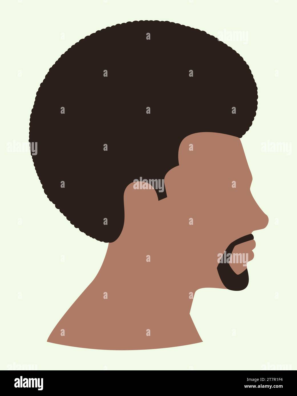 Illustration vectorielle plate simple de vue latérale du visage d'homme noir avec cheveux afro Illustration de Vecteur