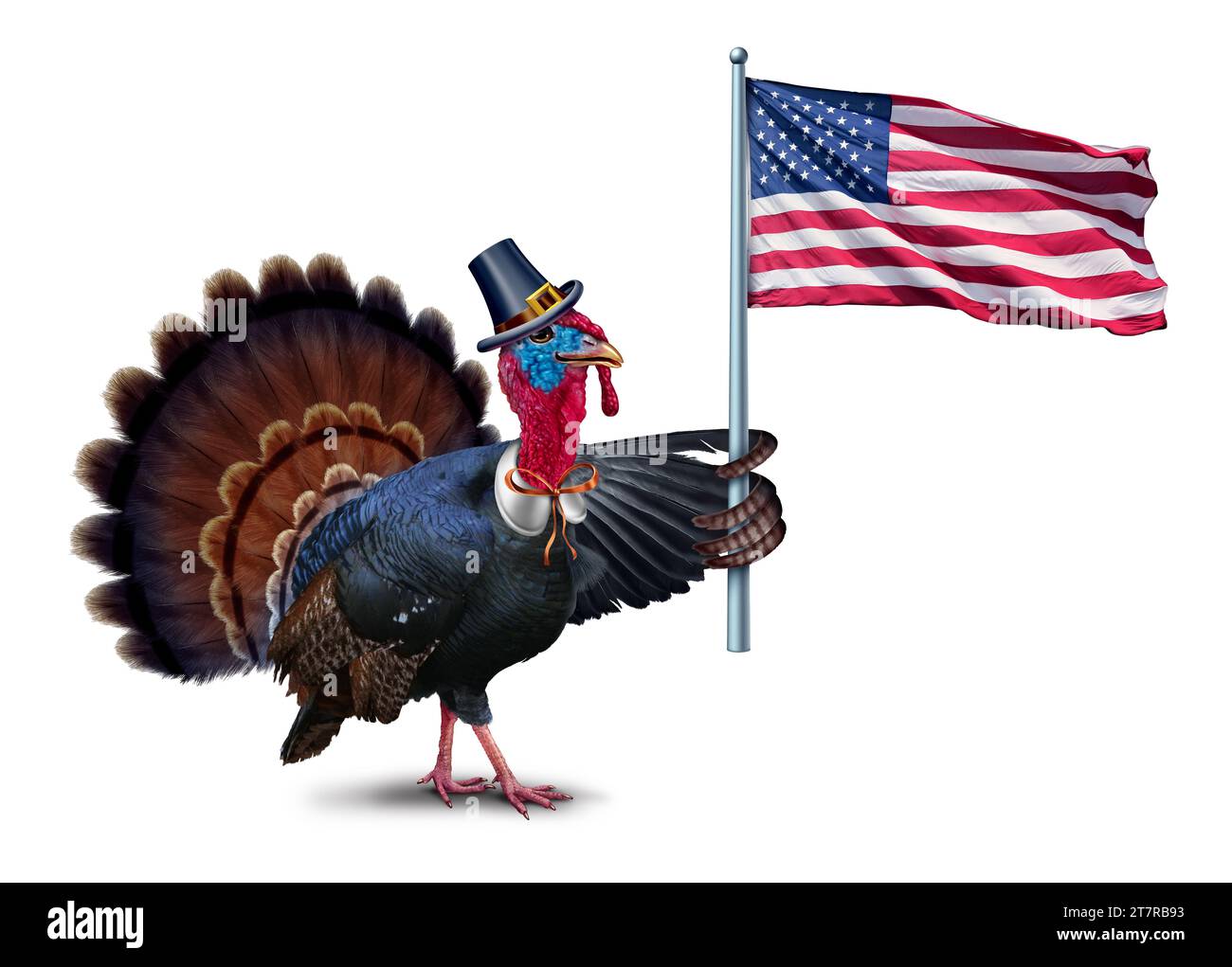 Drapeau des États-Unis agitant la Turquie et Thanksgiving automne ou automne gobbler saisonnier avec le symbole des États-Unis comme fête nationale traditionnelle Banque D'Images