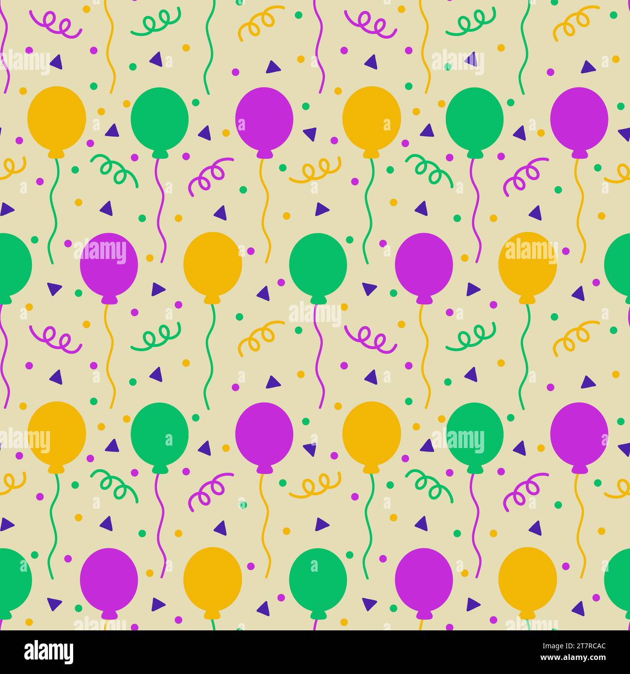 Mardi gras ballons et confettis sur Yellow Seamless Pattern Design Banque D'Images