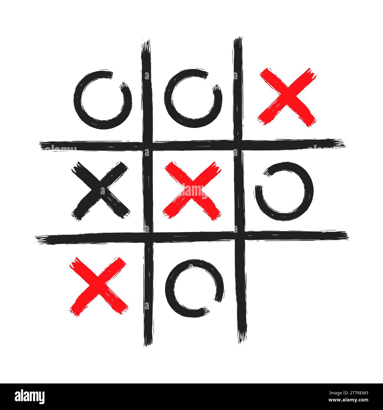 TIC tac toe xo jeu dessin à la main grille grille modèle illustration vectorielle isolée sur fond blanc. Symboles de jeu grunge line TIC tac toe. Illustration de Vecteur