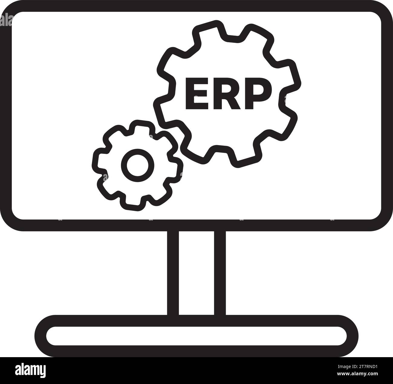 Icône du système ERP, vecteur de planification des ressources d'entreprise. Automatisation de l'entreprise. Icône linéaire vectorielle délimitée Illustration de Vecteur