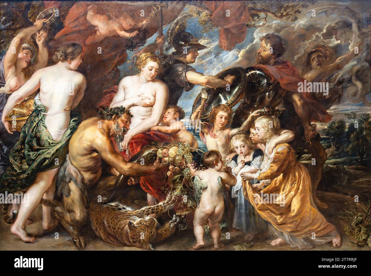 Londres, Royaume-Uni - 19 mai 2023 : Minerva protège Pax de Mars ou de la paix et de la guerre, une peinture de Peter Paul Rubens produite à Londres, exposée à la Nationa Banque D'Images