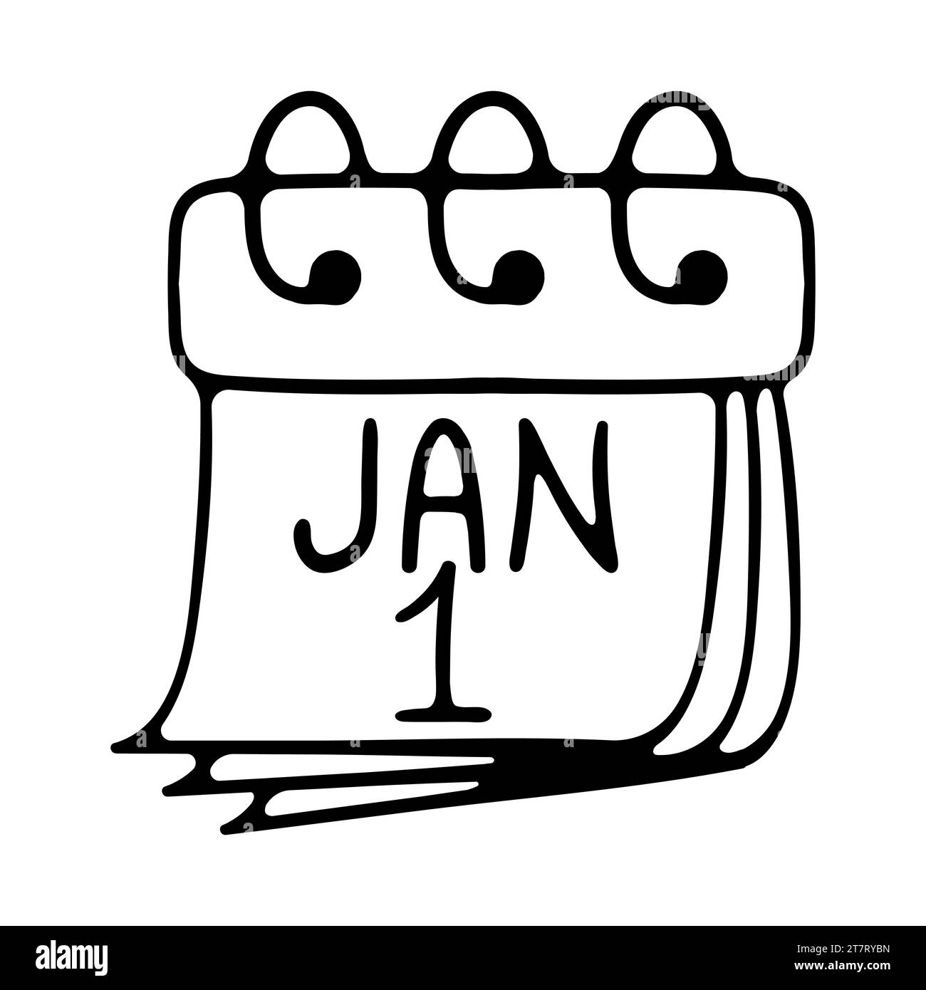 Calendrier avec icône de texte de janvier 1. Concept du nouvel an. Vacances, nouvel an, Noël, célébrer, jour. Nouvelle année 2024 Illustration de Vecteur