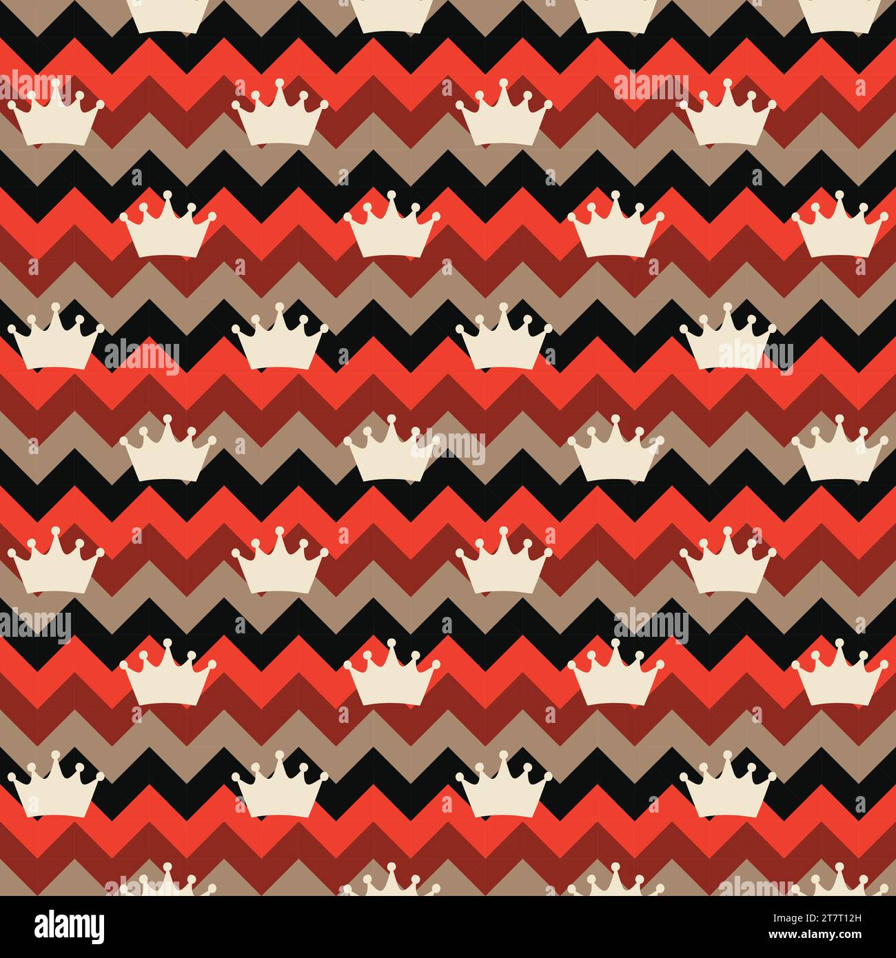 Motif vectoriel simple sans couture avec couronne sur un fond géométrique. Joli décor abstrait. Illustration vectorielle. Illustration de Vecteur