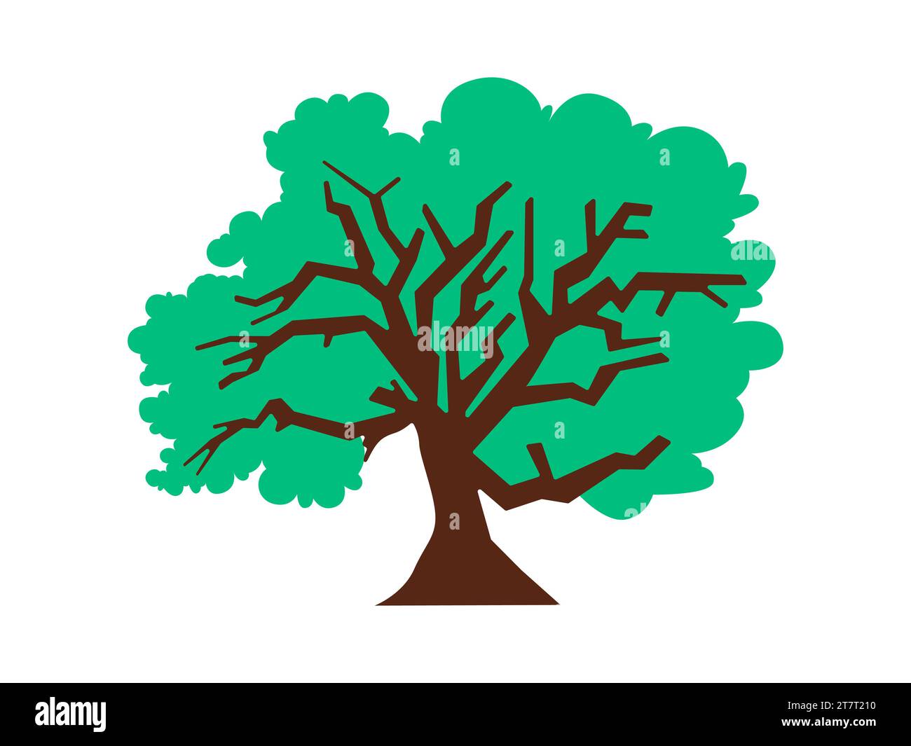 grande branche d'arbre vert feuillage écologie environnement frais nature croissance plante haute et grand bois Illustration de Vecteur