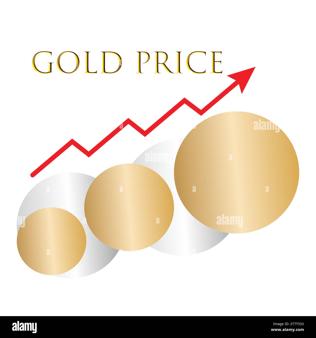 Cercles dorés et blancs et flèche rouge avec le texte Gold price Illustration de Vecteur