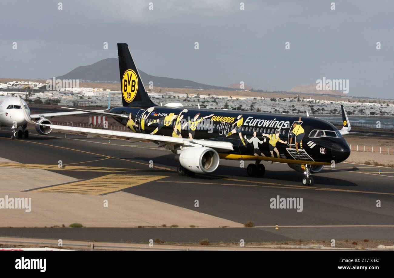 Un Airbus A320 d'Eurowings dans un BVB FanAirbus Livery spécial en