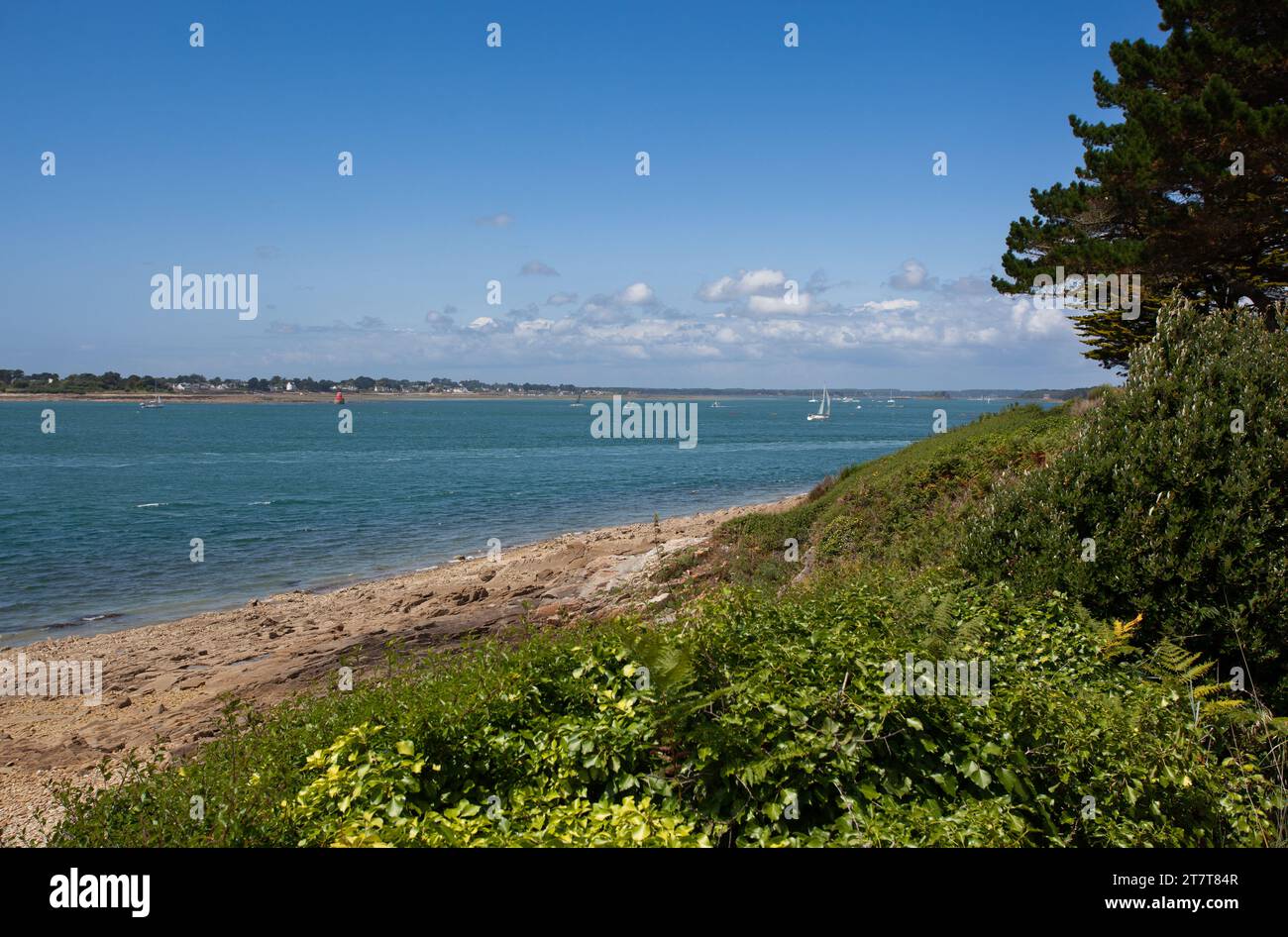 seascape avec des voiliers à l'ancre et d'autres marins sur un beau Banque D'Images