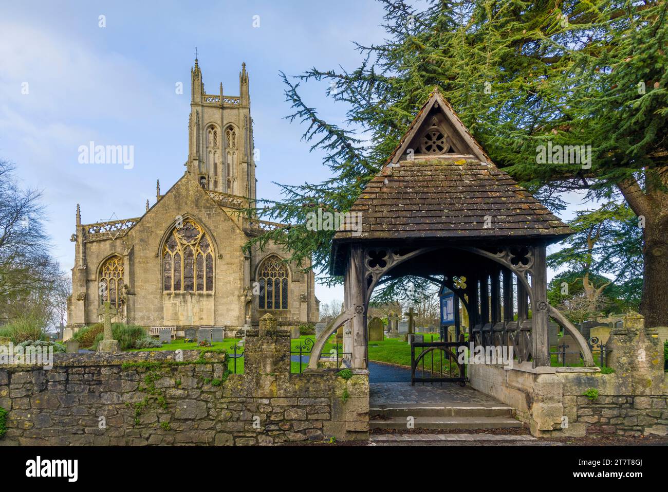 Le Lychgate à All Saints Church dans le village de Wrington, North Somerset, Angleterre. Banque D'Images