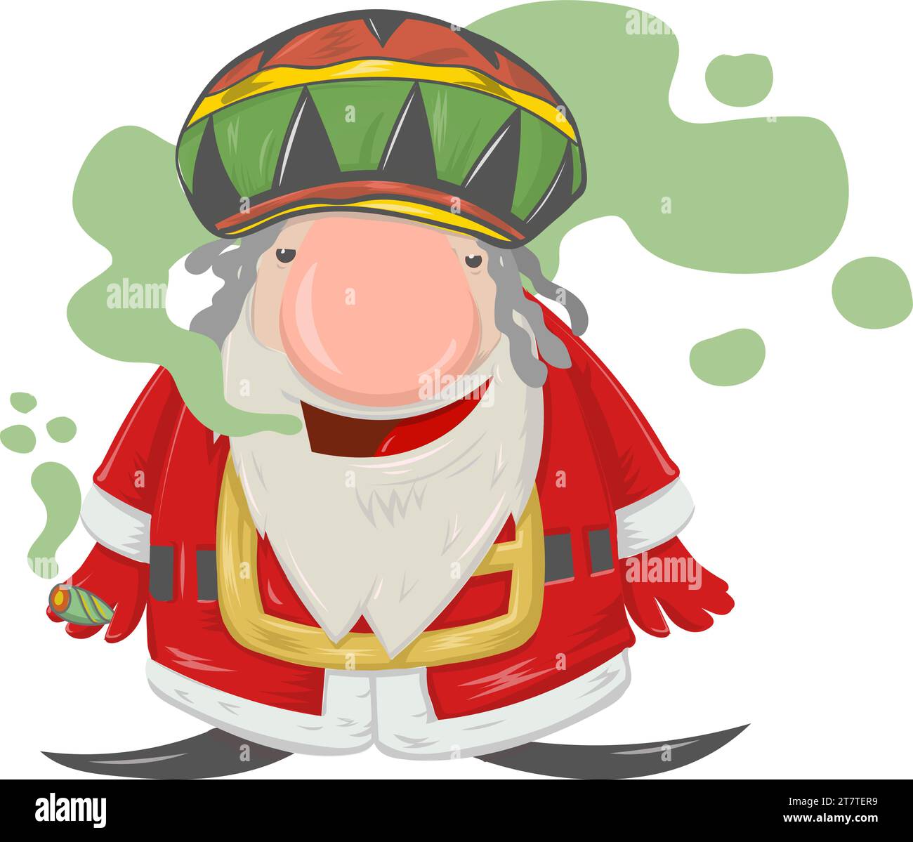 dessin animé de mascotte du père noël jamaïcain sur fond blanc. illustration vectorielle Illustration de Vecteur