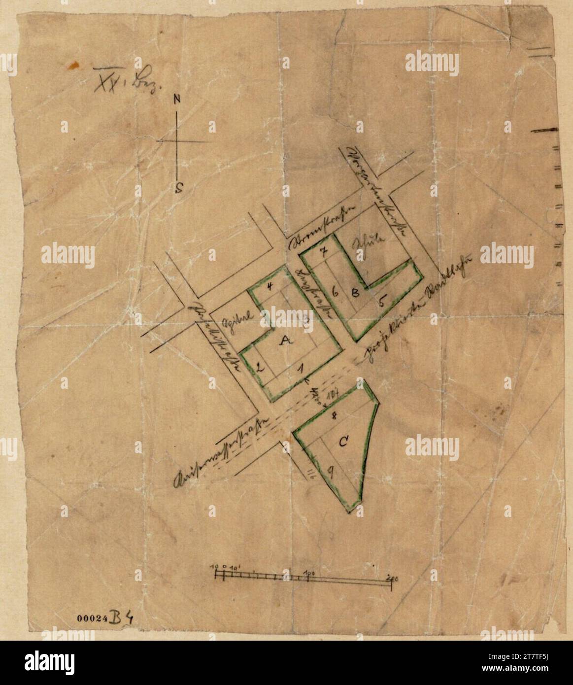 Adolf Loos (Entwerfer in) Winarsskyhof (aujourd'hui Otto-Haas-Hof), Vienne XX., tout au long de la route, plan du site. Papier transparent ; crayon 1923 , 1923 Banque D'Images