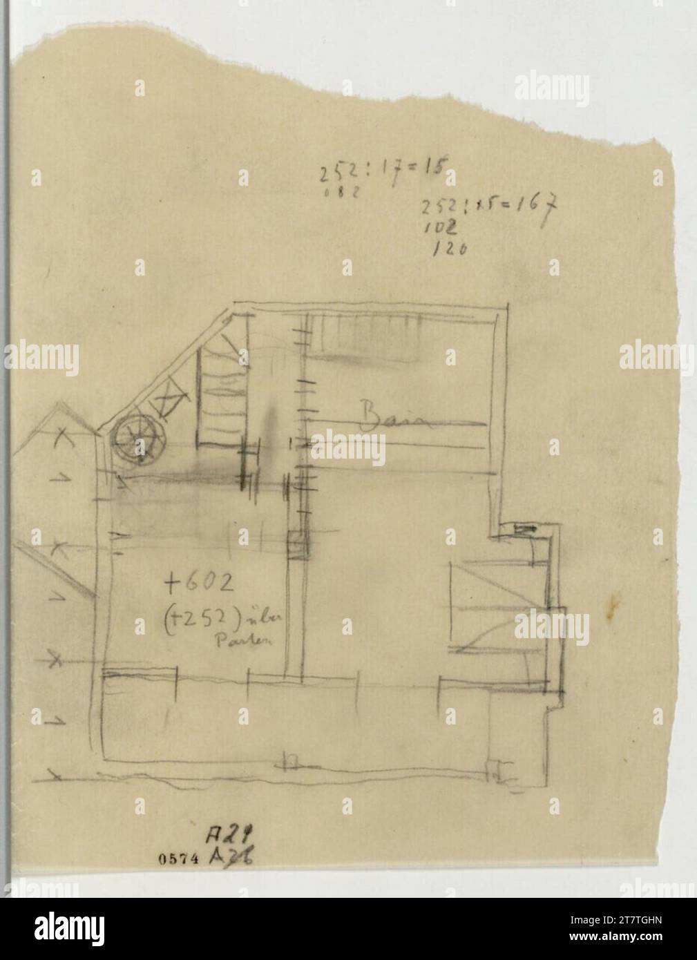 Adolf Loos (Entwerfer in) Maison Erwin Rosenberg, Paris XVIII, Avenue Junot/Corner rue Simon-Dereure, France, plan d'étage, II. Oberstock. Papier transparent ; crayon 1925 , 1925 Banque D'Images