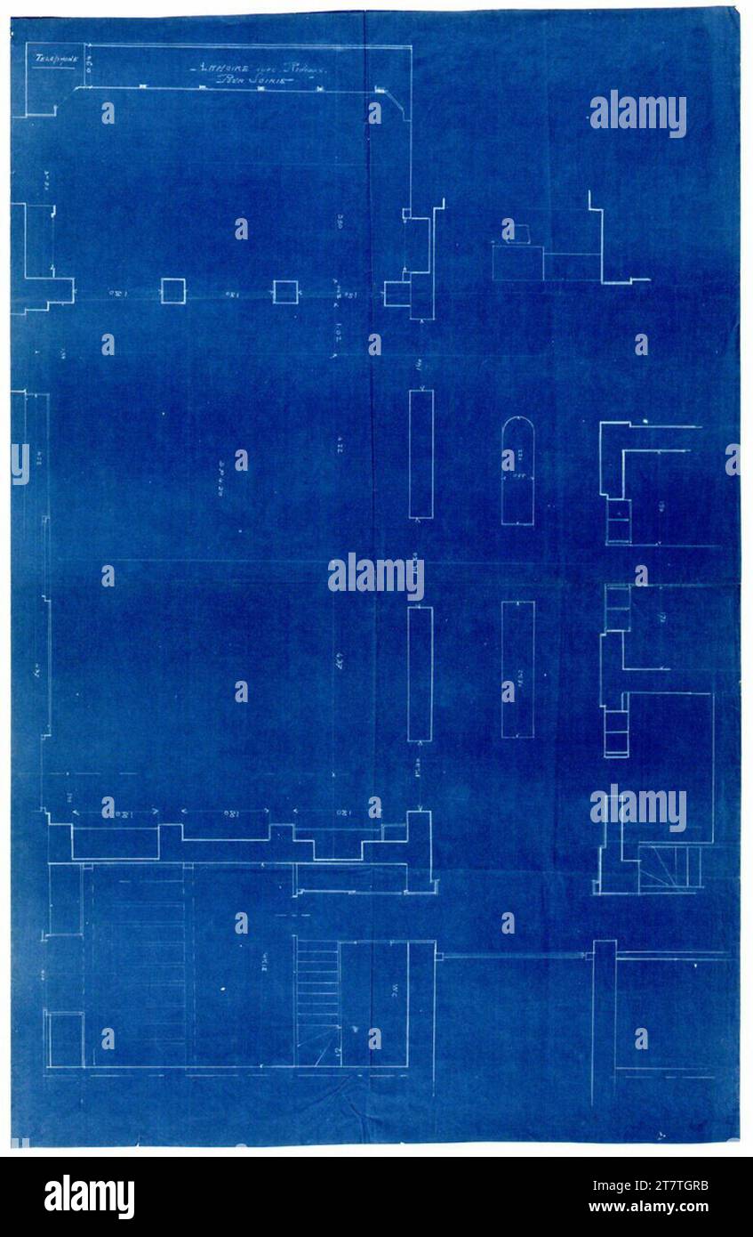 Adolf Loos (Entwerfer in) Herrenmodesalon Knize, Paris VIII, 146, Avenue des champs-Élysées, France, plan d'étage. Blueprint 1927-1928, 1927/1928 Banque D'Images Adolf Loos (Entwerfer in) Herrenmodesalon Knize, Paris VIII, 146, Avenue des champs-Élysées, France, plan d'étage. Blueprint 1927-1928, 1927/1928 Banque D'Images