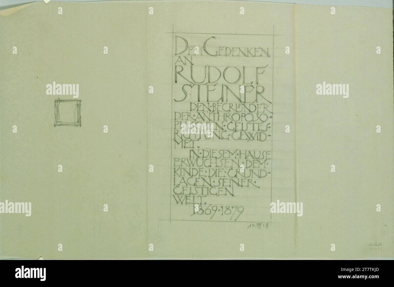 Alfred Castelliz plaque commémorative pour Rudolf Steiner, design, vue. Aquafix ; dessin au crayon 1928 , 1928 Banque D'Images