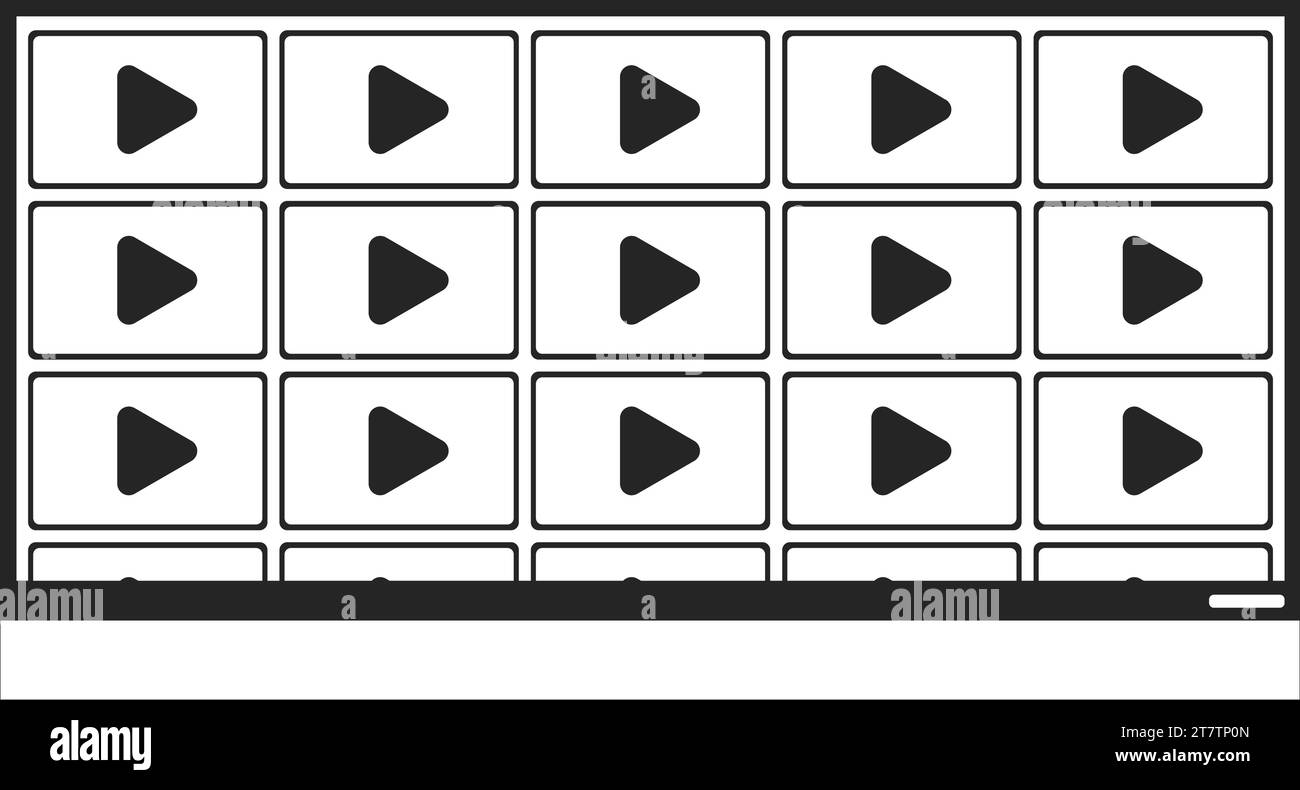 Objet de dessin animé de ligne 2D noir et blanc de mur multimédia Illustration de Vecteur