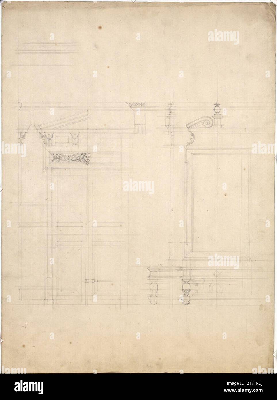 Carl von Hasenauer Vienne I, Bösendorferstraße 13, Palais Lützow, 1st floor, antichambre, conception de mur, récupération. Crayon sur papier 1870-1872, 1870/1872 Banque D'Images