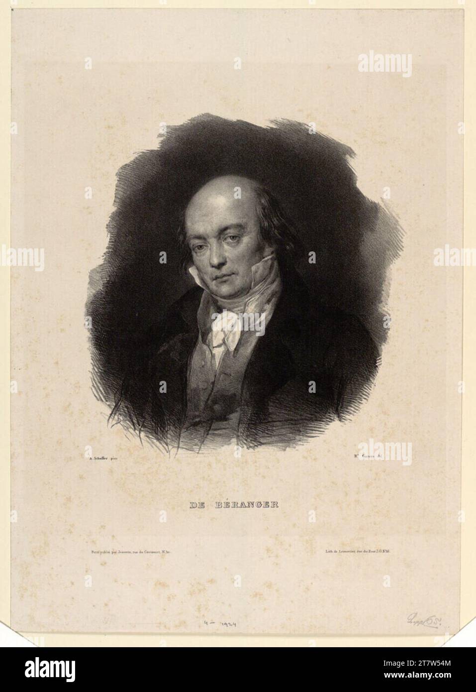 Hippolyte - Louis Garnier Portrait de Béranger. Lithographie 1820-1855, 1820/1855 Banque D'Images