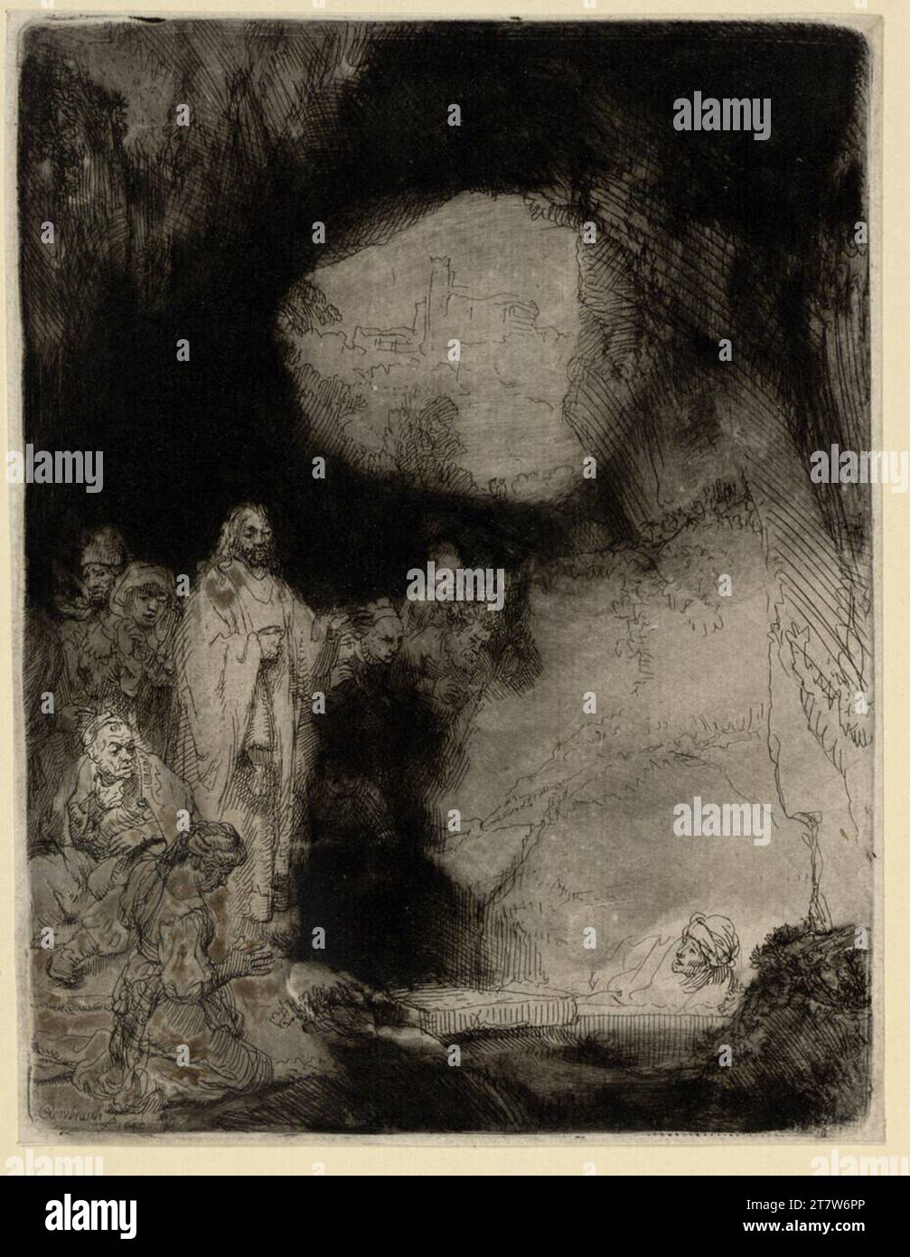 Rembrandt Harmensz. Van Rijn la résurrection du Lazare (petite assiette). Soudage avec traces d'aiguille froide ; Flat Tone 1642, 1642 Banque D'Images
