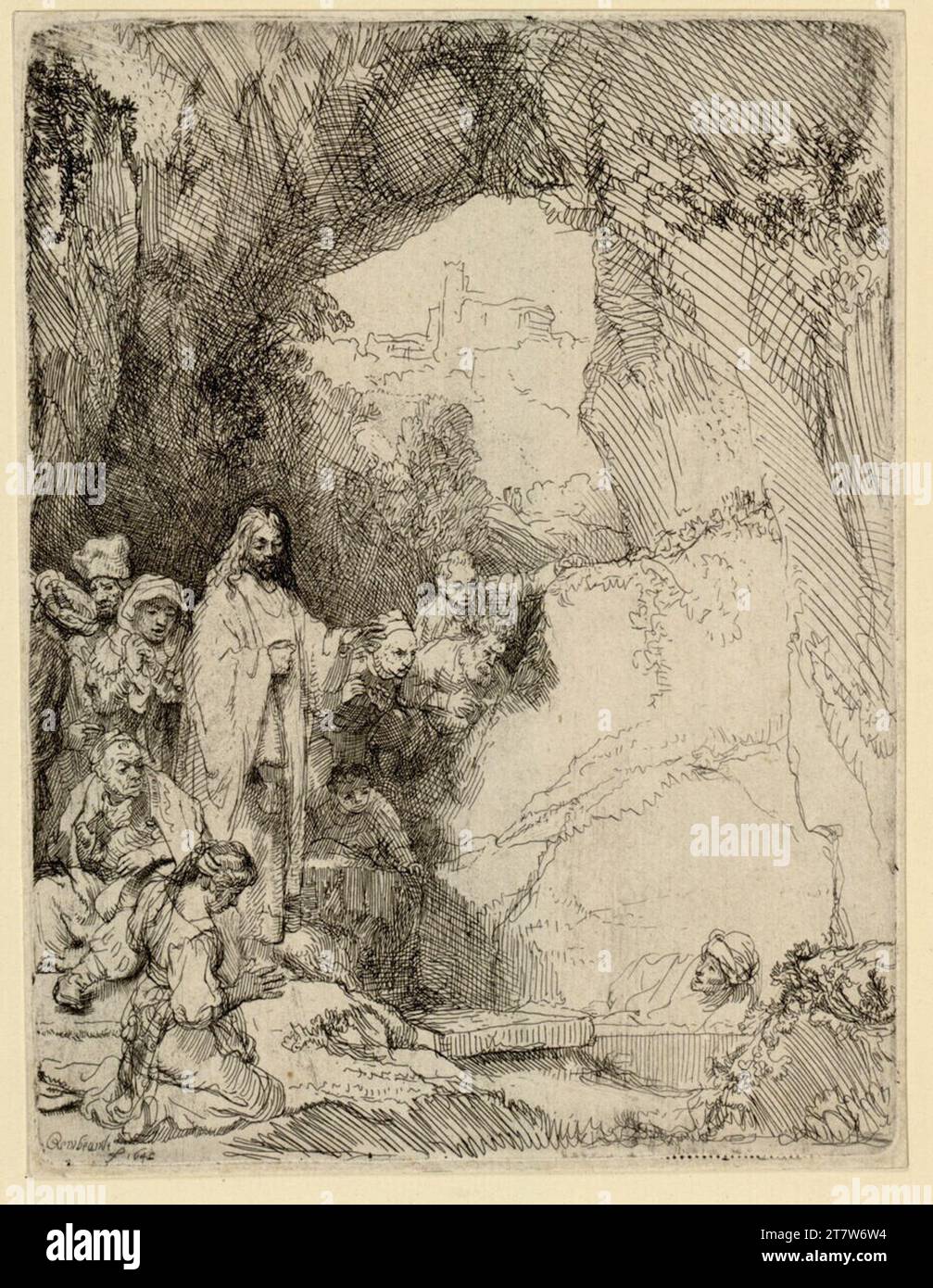 Rembrandt Harmensz. Van Rijn la résurrection du Lazare (petite assiette). Gravure par traces d'une aiguille froide 1642, 1642 Banque D'Images