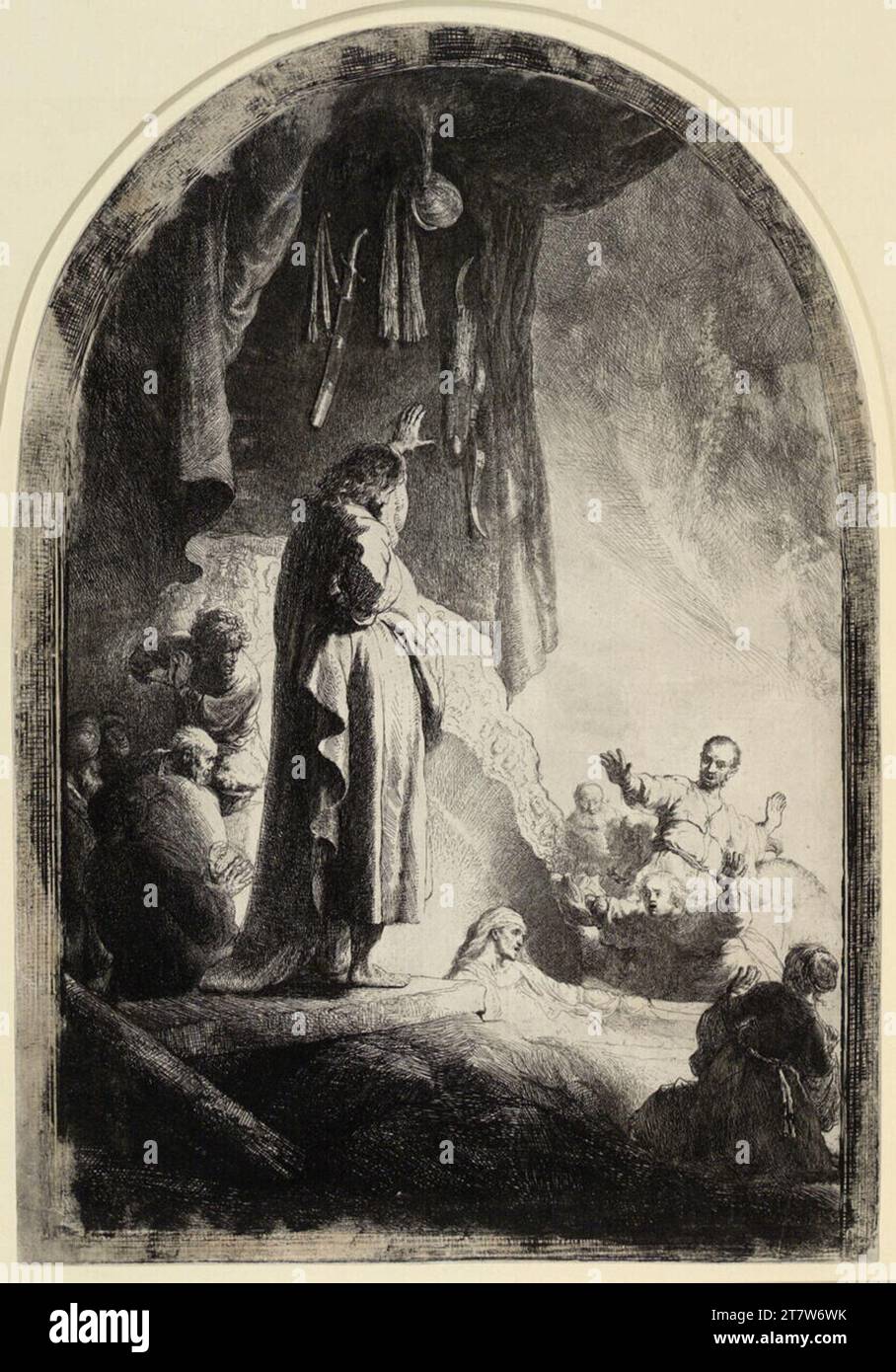 Rembrandt Harmensz. Van Rijn la résurrection du Lazare (grande assiette). Gravure, tombstick vers 1632 Banque D'Images
