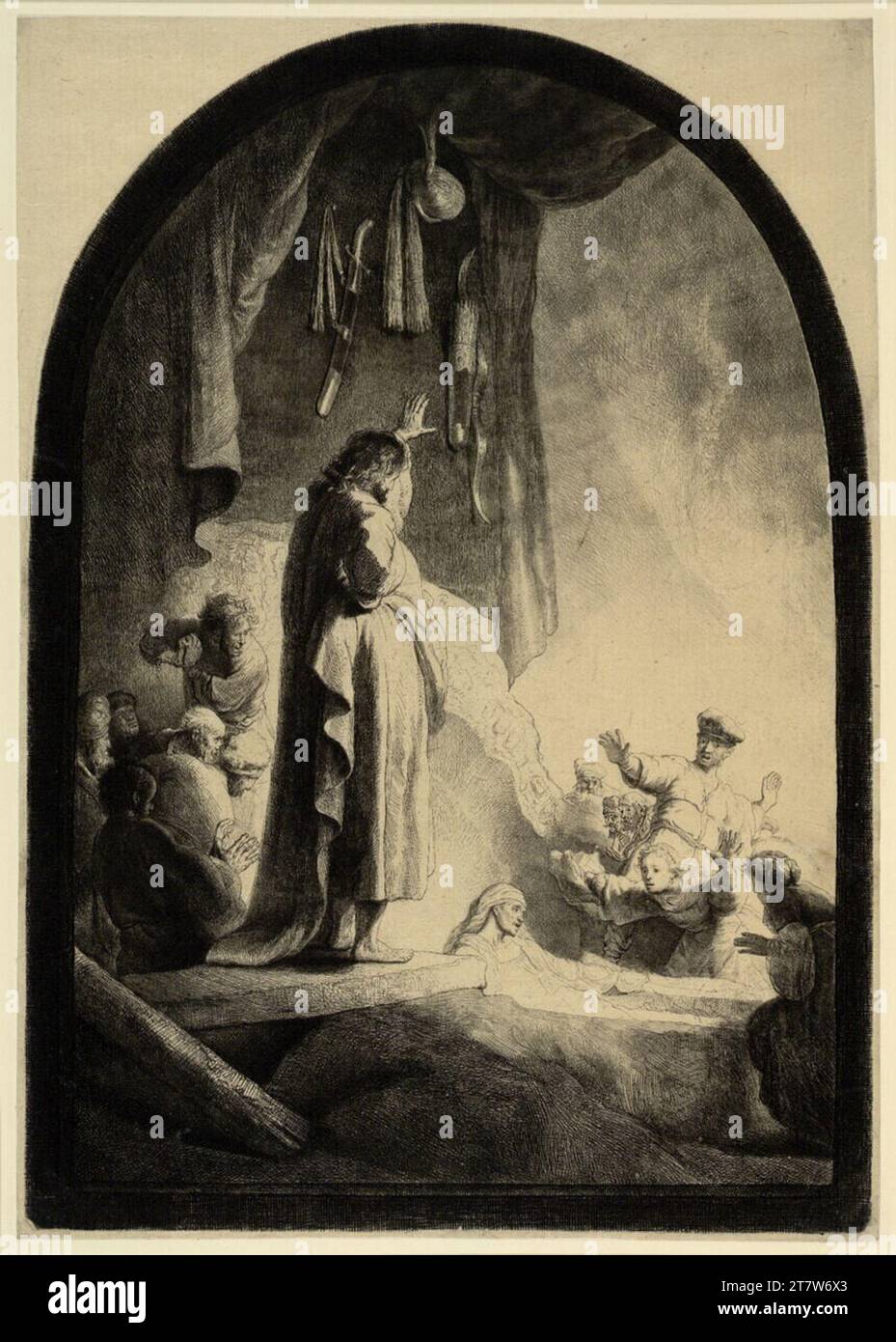 Rembrandt Harmensz. Van Rijn la résurrection du Lazare (grande assiette). Gravure, bâton tombal ; révisé avec un couteau de berceau pour mezzotinto vers 1632 Banque D'Images
