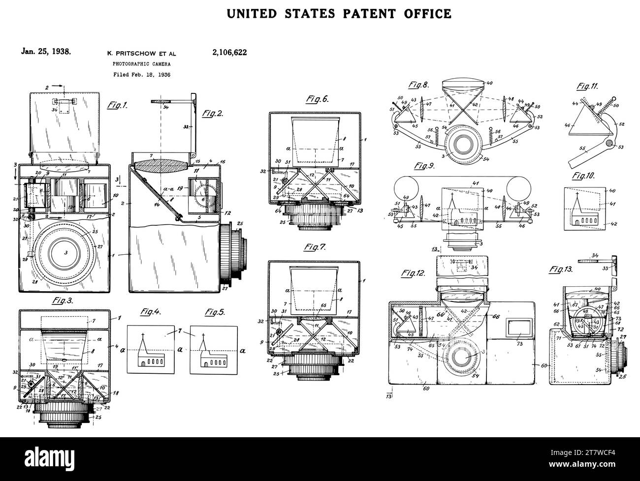 Appareil photo Vintage Patent de 1936. Illustration de Vecteur