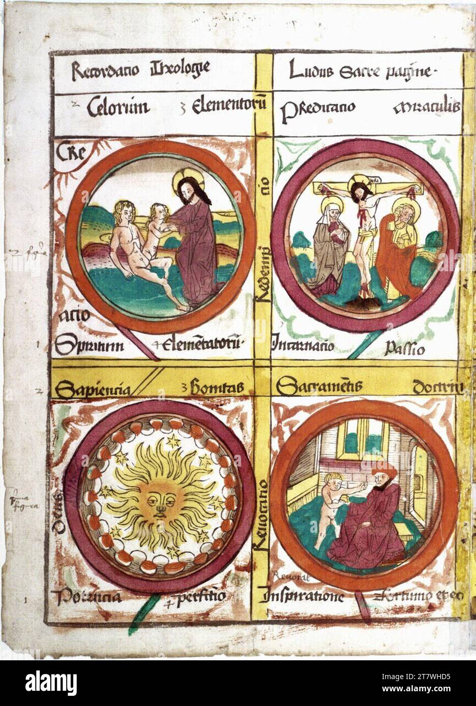 Anonym création d'Eva et d'autres scènes. Gravure sur bois, colorée Banque D'Images