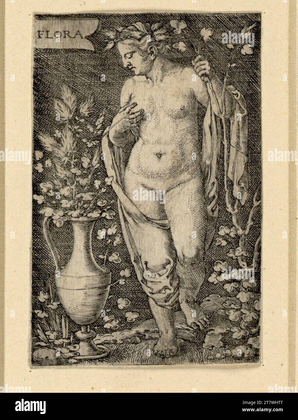 Barthel Beham Flora. Gravure sur cuivre Banque D'Images