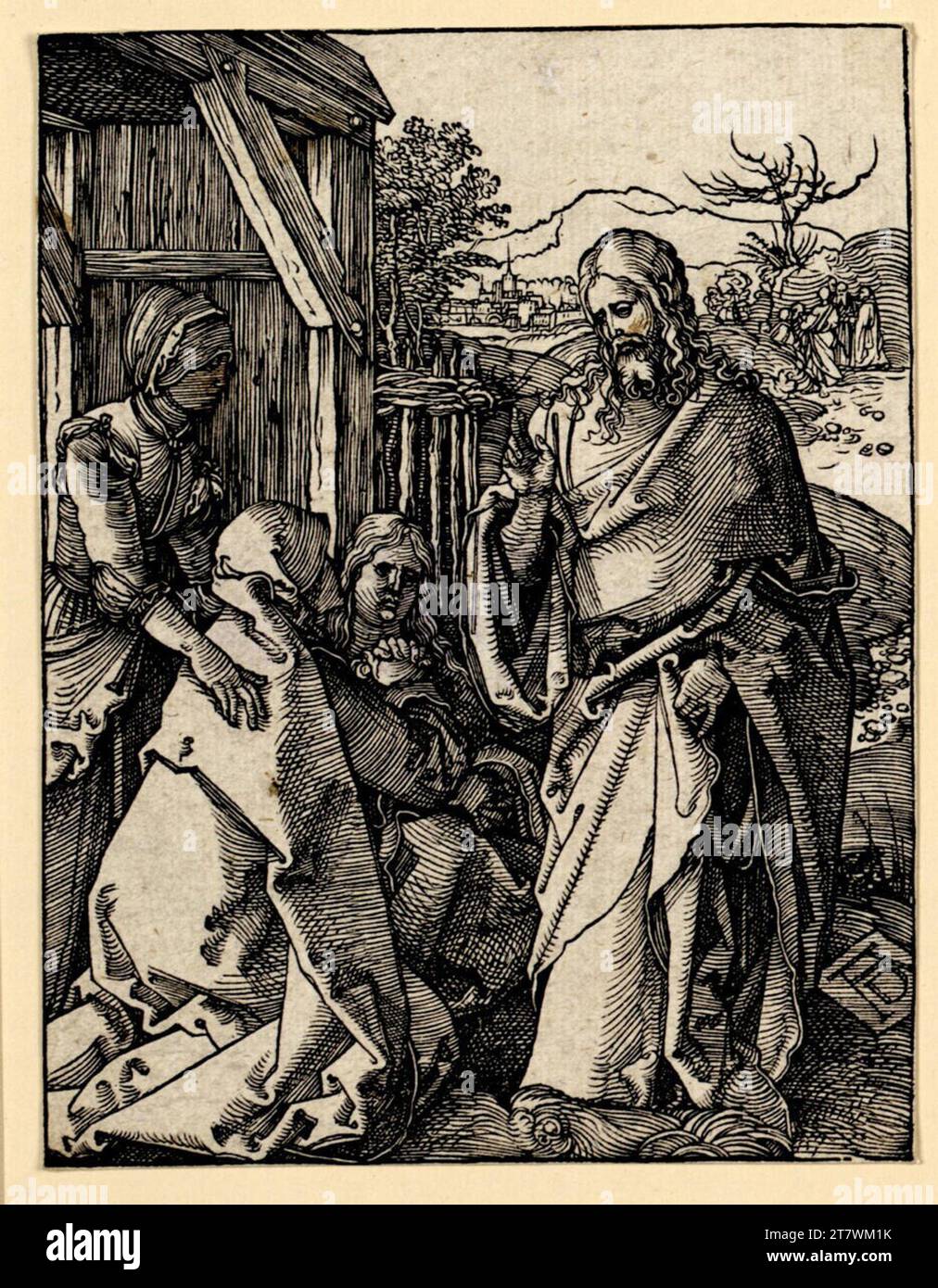 Albrecht Dürer l'adieu au Christ de sa mère (Little passion, 8). Gravure sur bois ; la feuille est découpée jusqu'au bord de la plaque vers 1508/09 Banque D'Images
