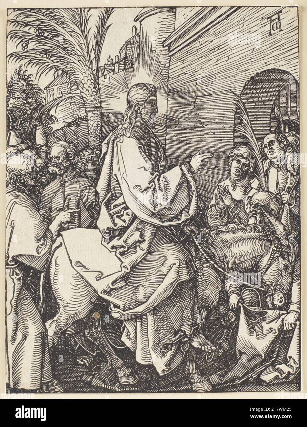 Albrecht Dürer déménagement du Christ à Jérusalem (petite passion, 6). Gravure sur bois ; la feuille est découpée jusqu'au bord de la plaque vers 1508/09 Banque D'Images