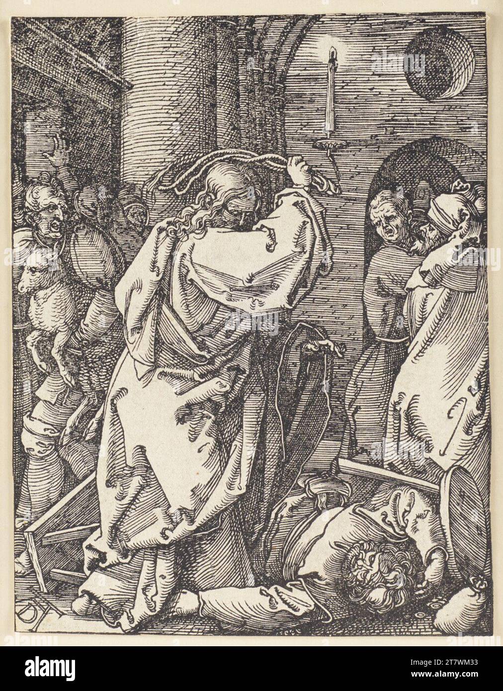 Albrecht Dürer le déplacement des concessionnaires (petite passion, 7). Gravure sur bois ; la feuille est raccourcie jusqu'à la présentation vers 1508/09 Banque D'Images