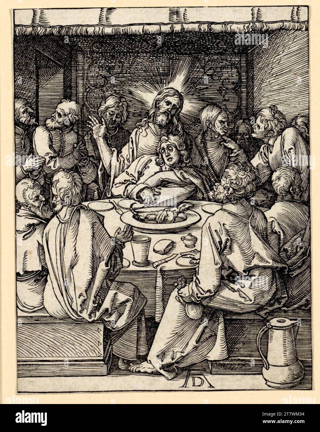 Albrecht Dürer le dernier sacrement (petite passion, 9). Gravure sur bois ; la feuille est découpée jusqu'au bord de la plaque vers 1508/09 Banque D'Images