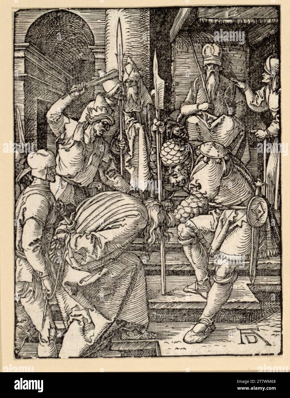 Albrecht Dürer Christ devant Anna (petite passion, 12). Gravure sur bois ; la feuille est découpée jusqu'au bord de la plaque vers 1508/09 Banque D'Images