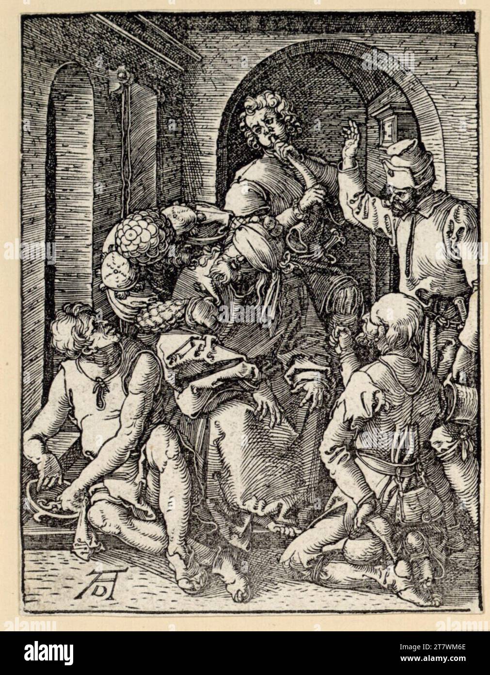 Albrecht Dürer la moquerie du Christ (petite passion, 15). Gravure sur bois ; la feuille est découpée jusqu'au bord de la plaque vers 1508/09 Banque D'Images