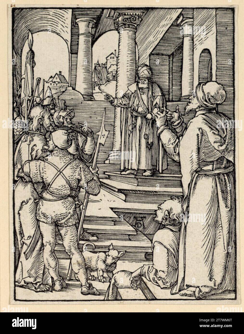Albrecht Dürer Christ avant Pilate (petite passion, 16). Gravure sur bois ; la feuille est découpée jusqu'au bord de la plaque vers 1508/09 Banque D'Images