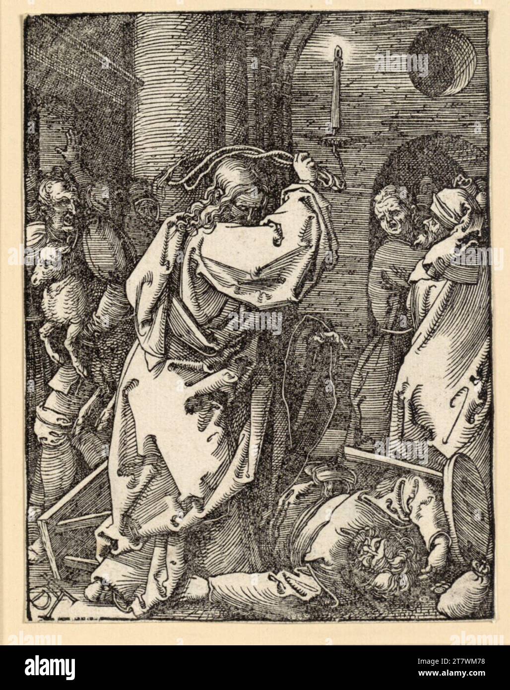 Albrecht Dürer le déplacement des concessionnaires (petite passion, 7). Gravure sur bois ; la feuille est découpée jusqu'au bord de la plaque vers 1508/09 Banque D'Images