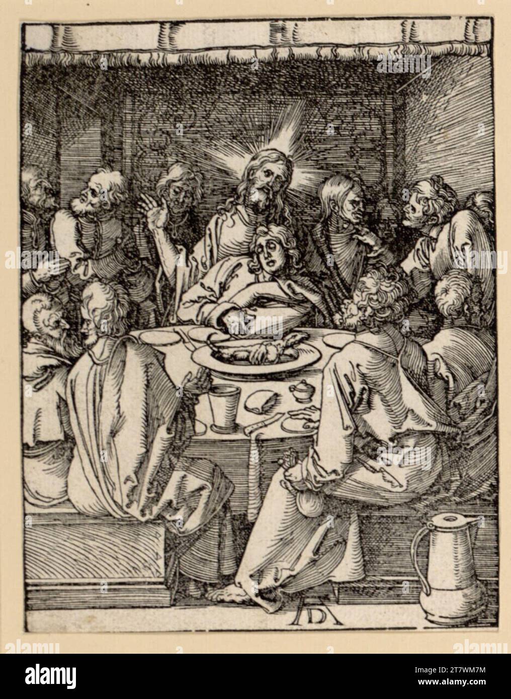 Albrecht Dürer le dernier sacrement (petite passion, 8). Gravure sur bois ; la feuille est découpée jusqu'au bord de la plaque vers 1508/09 Banque D'Images