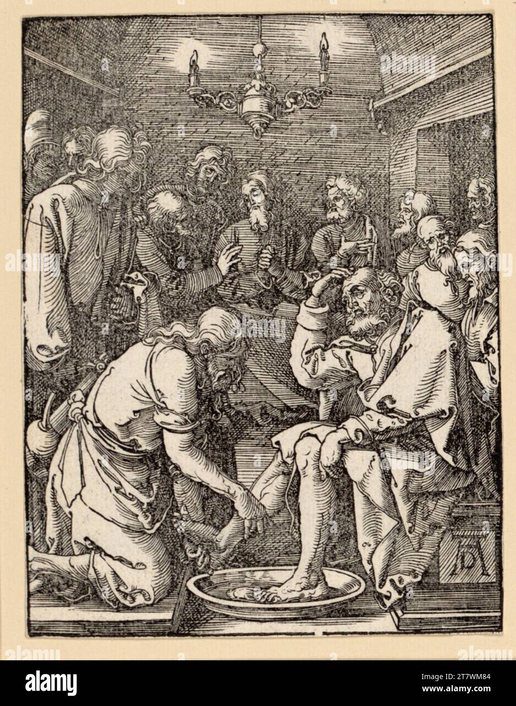 Albrecht Dürer le lavage des pieds (petite passion, 9). Gravure sur bois ; la feuille est découpée jusqu'au bord de la plaque vers 1508/09 Banque D'Images