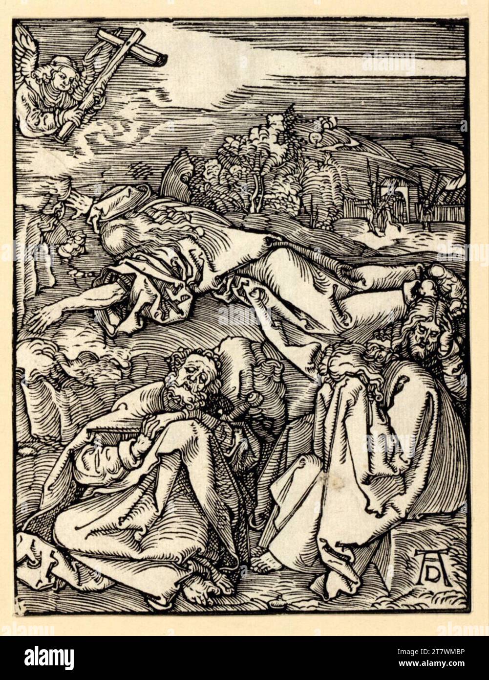 Albrecht Dürer Christ sur le Ölberg (petite passion, feuille rejetée). Gravure sur bois ; la feuille est découpée jusqu'au bord de la plaque vers 1508/09 Banque D'Images