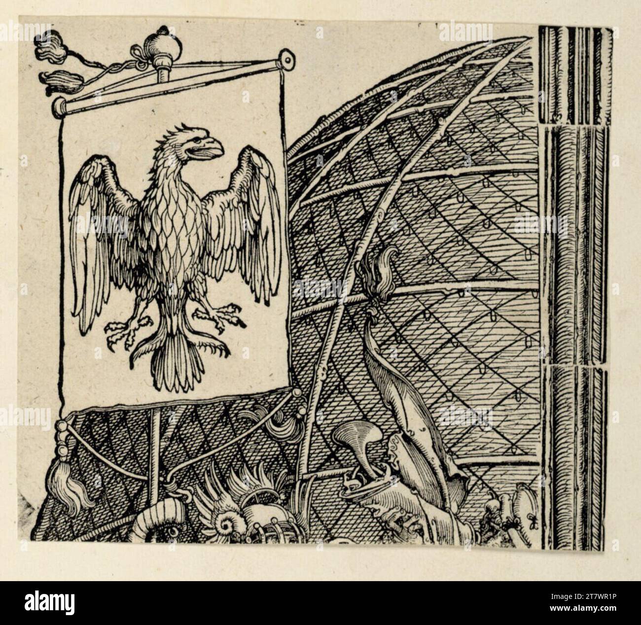 Albrecht Dürer Standard (la porte honorifique de l'empereur Maximilians I., paire libre interne gauche, b, couronnement). Gravure sur bois 1515, 1515 Banque D'Images