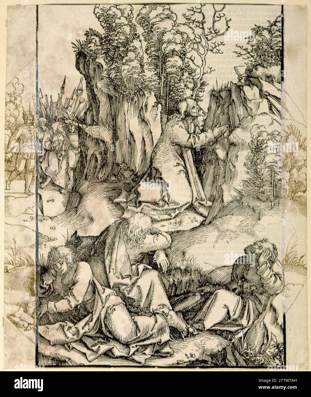 Hans Schäufelin Christ dans le jardin de Gethsémani (déchirure du pare-brise). Gravure sur bois, ressort en marron, pression de type verso 1507 (Ausgabe 1519) , 1507 Banque D'Images